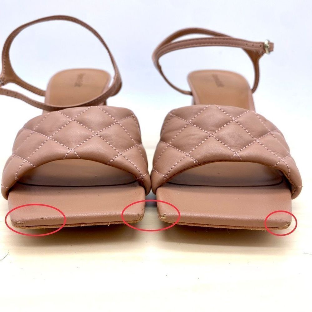 Open Edit by Nordstrom Austyn Quilted Block Heeled Sandals Tan Mocha Size 9M NEW - Picture 10 of 12
